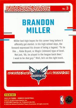 2023-24 Donruss - The Rookies #3 Brandon Miller Back