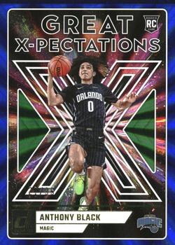 2023-24 Donruss - Great X-Pectations Blue and Green Laser Holo #1 Anthony Black Front