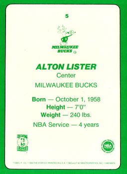 1985 Star Super Teams Milwaukee Bucks #5 Alton Lister Back