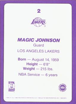 1985 Star Super Teams Los Angeles Lakers #2 Magic Johnson Back