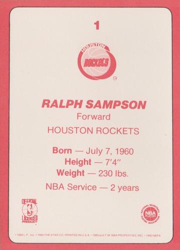 1985 Star Super Teams Houston Rockets #1 Ralph Sampson Back