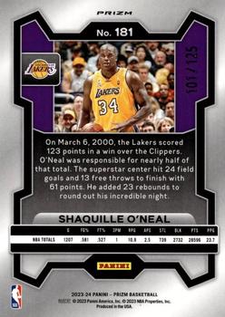 2023-24 Panini Prizm - Prizms Blue Ice #181 Shaquille O'Neal Back