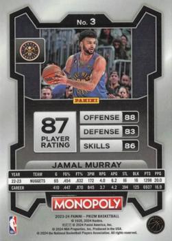 2023-24 Panini Prizm Monopoly #3 Jamal Murray Back