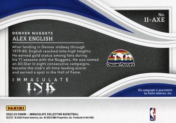 2022-23 Panini Immaculate Collection - Immaculate Ink Red #II-AXE Alex English Back