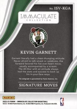 2022-23 Panini Immaculate Collection - Immaculate Signature Moves #ISV-KGA Kevin Garnett Back