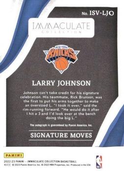 2022-23 Panini Immaculate Collection - Immaculate Signature Moves #ISV-LJO Larry Johnson Back