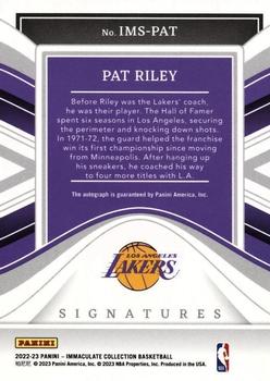 2022-23 Panini Immaculate Collection - Immaculate Signatures #IMS-PAT Pat Riley Back