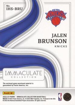 2022-23 Panini Immaculate Collection - Swatches #IHS-BRU Jalen Brunson Back