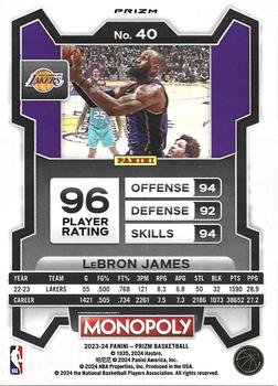 2023-24 Panini Prizm Monopoly - Purple #40 LeBron James Back
