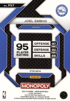 2023-24 Panini Prizm Monopoly - All-Star Monopoly Man Black and White #PS7 Joel Embiid Back