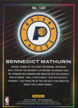 2023-24 Panini Recon #149 Bennedict Mathurin Back