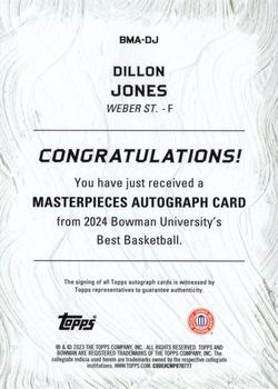 2023-24 Bowman Best University - Bowman Masterpieces Autographs Gold Refractor #BMA-DJ Dillon Jones Back
