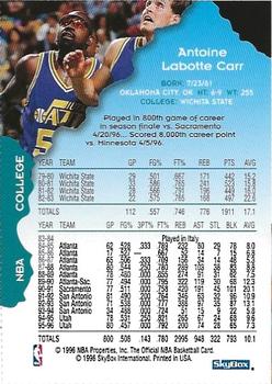 1996-97 Hoops Utah Jazz Team Night Sheet SGA #NNO Antoine Carr Back