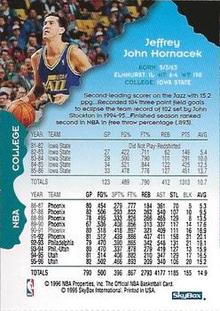 1996-97 Hoops Utah Jazz Team Night Sheet SGA #NNO Jeff Hornacek Back