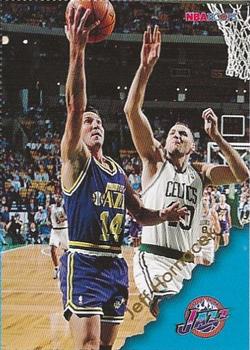 1996-97 Hoops Utah Jazz Team Night Sheet SGA #NNO Jeff Hornacek Front