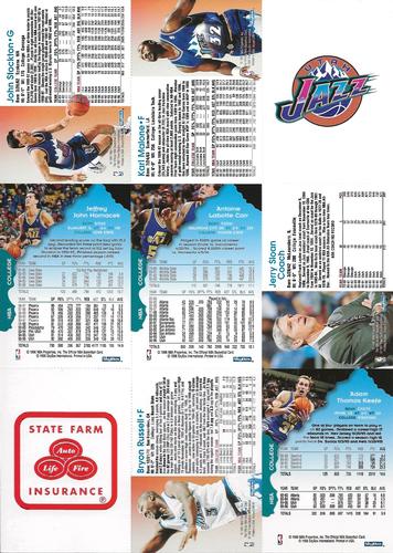1996-97 Hoops Utah Jazz Team Night Sheet SGA - Full Sheet #NNO Karl Malone / John Stockton / Jerry Sloan / Antoine Carr / Jeff Hornacek / Adam Keefe / Bryon Russell Back