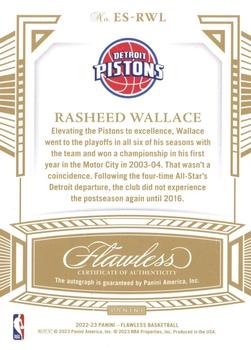 2022-23 Panini Flawless - Excellence Signatures #ES-RWL Rasheed Wallace Back