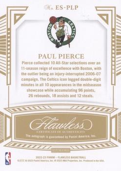 2022-23 Panini Flawless - Excellence Signatures Blue #ES-PLP Paul Pierce Back