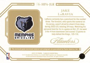 2022-23 Panini Flawless - Horizontal Patch Auto #HPA-JLR Jake LaRavia Back