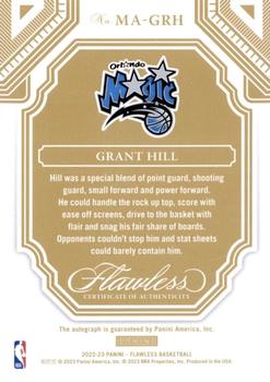 2022-23 Panini Flawless - Momentous Autographs #MA-GRH Grant Hill Back