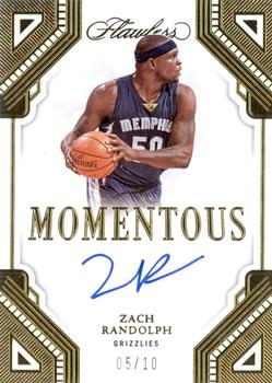 2022-23 Panini Flawless - Momentous Autographs Gold #MA-ZRD Zach Randolph Front