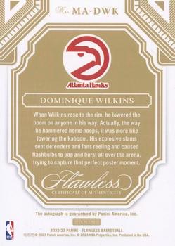 2022-23 Panini Flawless - Momentous Autographs Ruby #MA-DWK Dominique Wilkins Back