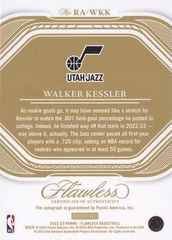 2022-23 Panini Flawless - Rookie Autographs Ruby #RA-WKK Walker Kessler Back