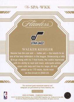2022-23 Panini Flawless - Signature Prime Materials Emerald #SPA-WKK Walker Kessler Back
