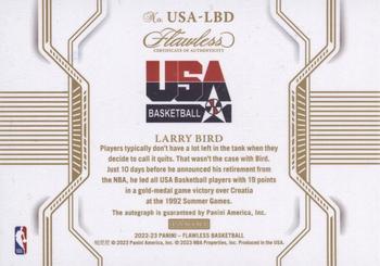 2022-23 Panini Flawless - USA Basketball Gold #USA-LBD Larry Bird Back