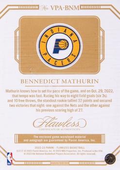 2022-23 Panini Flawless - Vertical Patch Auto Ruby #VPA-BNM Bennedict Mathurin Back