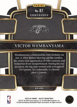 2023-24 Panini Select #87 Victor Wembanyama Back