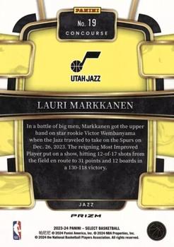 2023-24 Panini Select - Zebra Prizms #19 Lauri Markkanen Back
