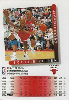 1991-92 Panini Stickers (Greek) - Non-Numbered Card Variations #NNO Scottie Pippen Back