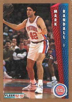 1992-93 Fleer Detroit Pistons Team Night Sheet SGA #NNO Mark Randall Front