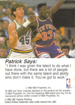 1990-91 Hoops Collect-A-Books #15 Patrick Ewing Back