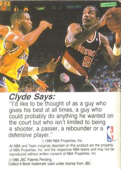 1990-91 Hoops CollectABooks #3 Clyde Drexler Back