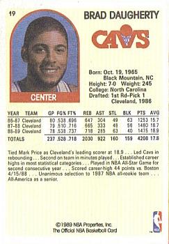 1989-90 Hoops Superstars #19 Brad Daugherty Back