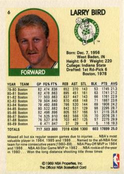 1989-90 Hoops Superstars #6 Larry Bird Back
