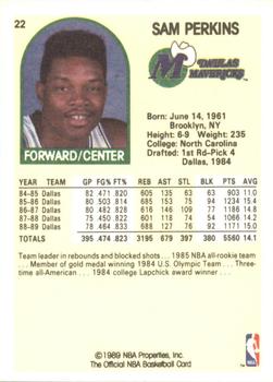 1989-90 Hoops Superstars #22 Sam Perkins Back