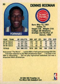 1989-90 Hoops Superstars #30 Dennis Rodman Back