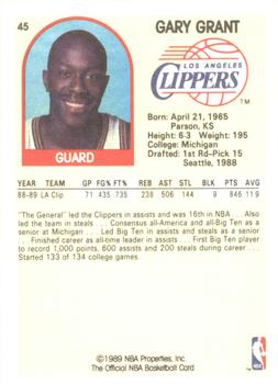 1989-90 Hoops Superstars #45 Gary Grant Back