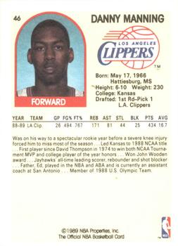 1989-90 Hoops Superstars #46 Danny Manning Back