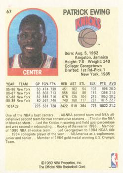 1989-90 Hoops Superstars #67 Patrick Ewing Back