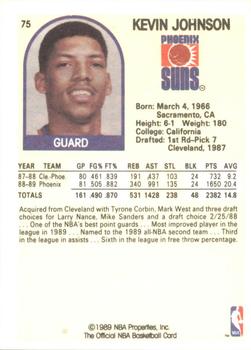 1989-90 Hoops Superstars #75 Kevin Johnson Back