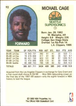 1989-90 Hoops Superstars #92 Michael Cage Back