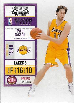 2010-11 Playoff Contenders Patches #2 Pau Gasol Front