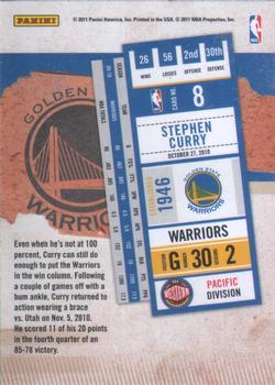 2010-11 Playoff Contenders Patches #8 Stephen Curry Back