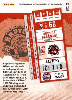 2010-11 Playoff Contenders Patches #66 Andrea Bargnani Back