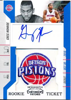 2010-11 Playoff Contenders Patches #107 Greg Monroe Front