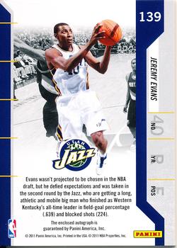 2010-11 Playoff Contenders Patches #139 Jeremy Evans Back